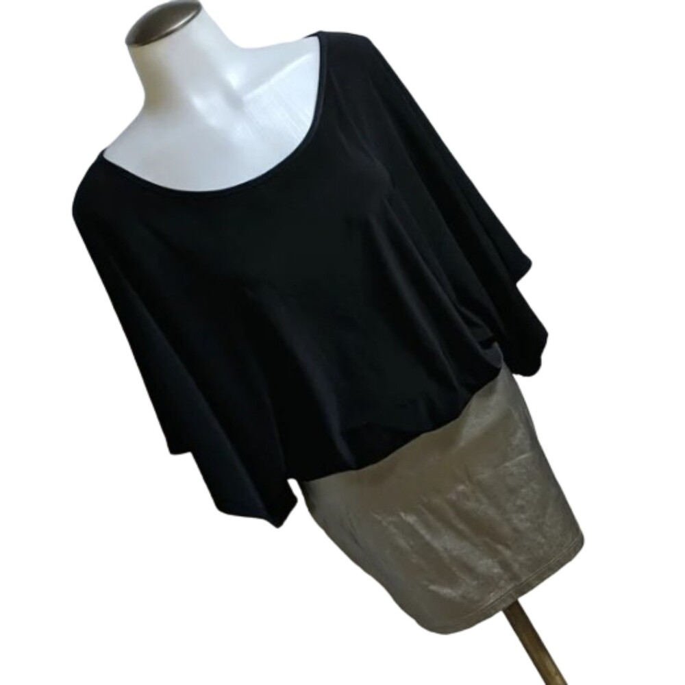 Arden B.  Dress X-Small Wide Sleeves Leather Look Mini Black XS *** NEW